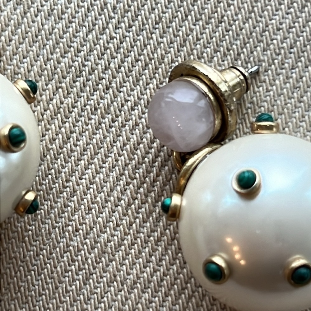 SOLD 💚 Tory Burch Stone Studded Drop Earrings - Picture 4 of 11